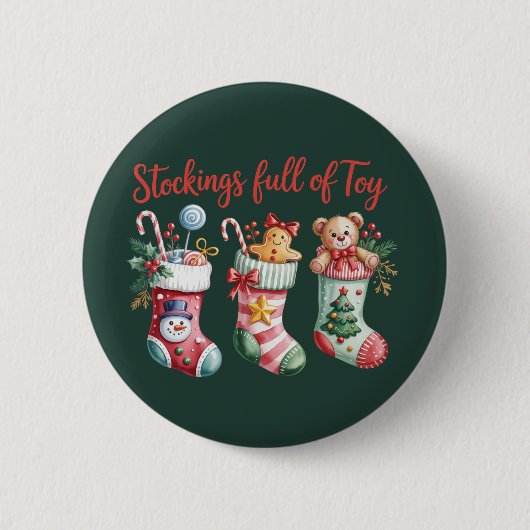 Weihnachts-Strümpfe voller Freude und Hochzeit Button (Vorderseite)