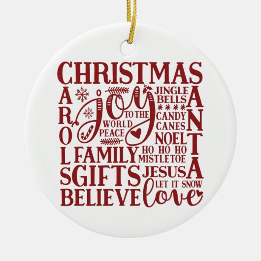 Weihnachts-Subway-Art | Spaß Einfach Minimalistisc Keramik Ornament (Vorne)