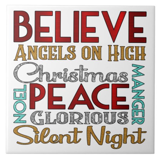 Weihnachts-Subway-Text Fliese (Vorderseite)
