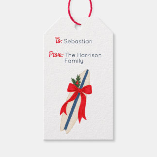 Weihnachts-Surfbrett im Hamptons-Stil Geschenkanhänger
