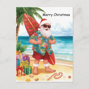 Weihnachts-Surfing im Juli mit SANTA CLAUS   Postkarte