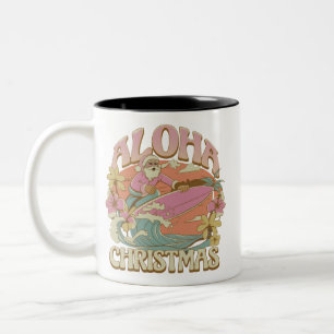 Weihnachts-Surfing-Santa Hawaiian Kalikimaka Zweifarbige Tasse