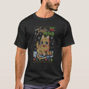 Weihnachts Süße Katze Schellen Bälle T-Shirt