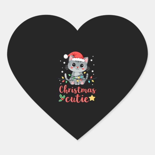 Weihnachts-Süsse Katzen Weihnachtsfeiertag T - Shi Herz-Aufkleber (Vorderseite)