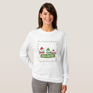 Weihnachts süße Schneemänner Lichter Rahmen T-Shirt