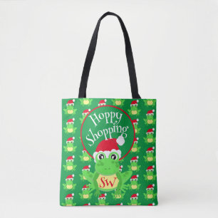 Weihnachts Süßer Frosch Weihnachtsmann Hut Grün Ne Tasche
