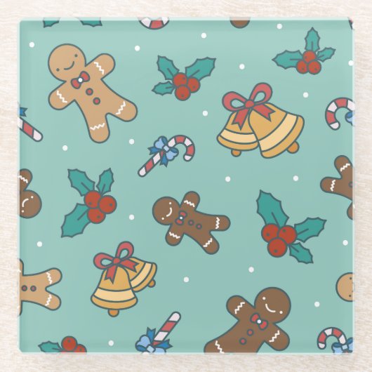 Weihnachts-Süßigkeiten-Design Glasuntersetzer (Vorderseite)