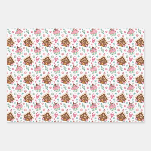 Weihnachts-Süßigkeiten Geschenkpapier Set (Vorderseite 3)