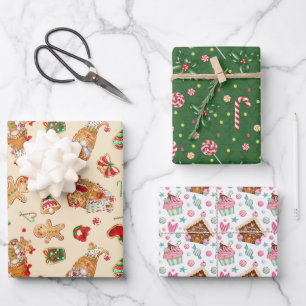 Weihnachts-Süßigkeiten Geschenkpapier Set