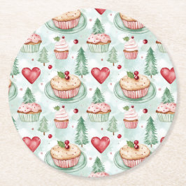 Weihnachts-Süßigkeiten Runder Pappuntersetzer