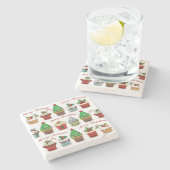 Weihnachts-Süßigkeiten Steinuntersetzer (Seitenansicht)