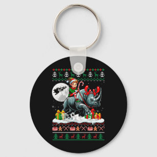 Weihnachts-Sweater-Elf Rhino Reittiere Kinder T Schlüsselanhänger