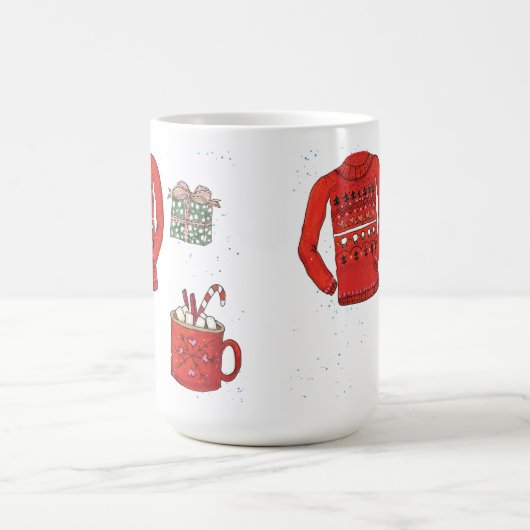 Weihnachts-Sweater, Geschenk und heißes Kakao Kaffeetasse (Mittel)