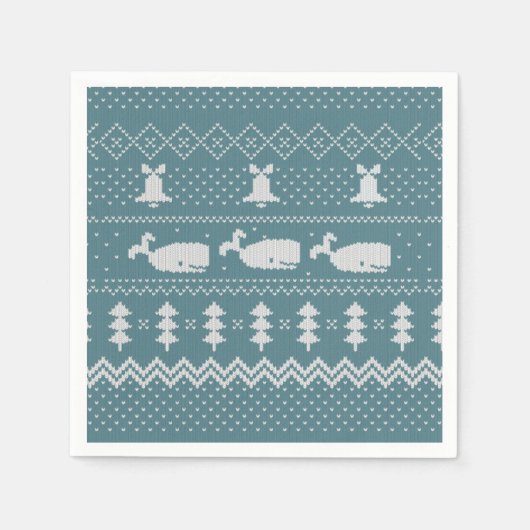 Weihnachts-Sweater gezwitschert Muster Whale Scand Serviette (Vorderseite)