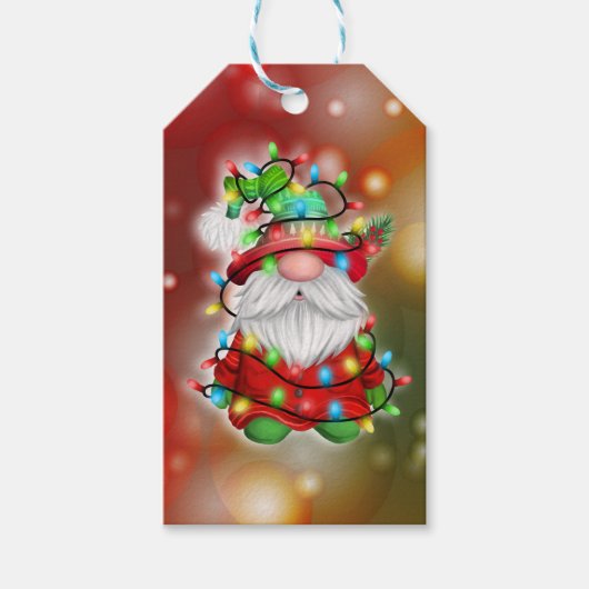 Weihnachts-Sweater Gnome Holiday Lights Tangle Geschenkanhänger (Vorderseite)
