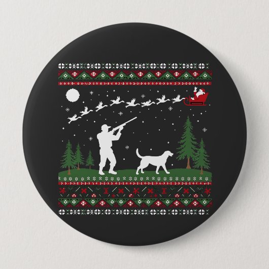 Weihnachts-Sweater Jagdsaison Weihnachten Button (Vorderseite)
