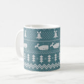 Weihnachts-Sweater-Knitter-Muster Whale Winter Kaffeetasse (Vorderseite Links)