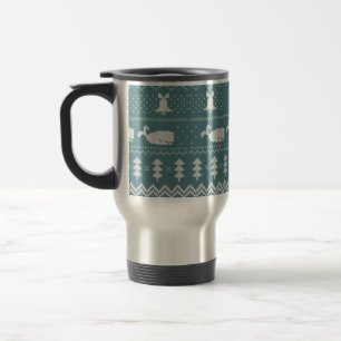 Weihnachts-Sweater-Knitter-Muster Whale Winter Reisebecher