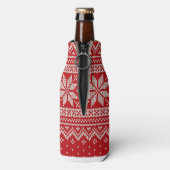 Weihnachts-Sweater Knittern Muster - RED Flaschenkühler (Flasche Rückseite)
