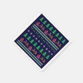 Weihnachts-Sweater-Muster auf Navy Blue Serviette (Ecke)