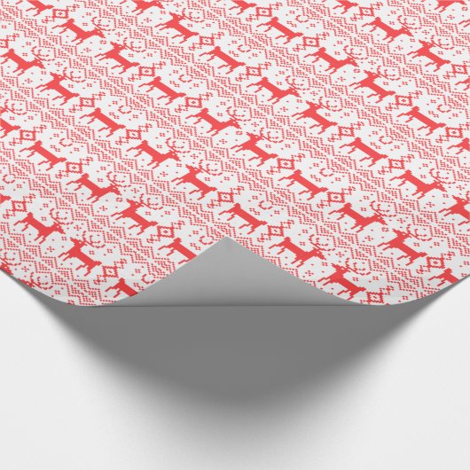 Weihnachts-Sweater Orange Rentier Pattern Urlaub Geschenkpapier (Ecke)