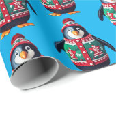 Weihnachts-Sweater-Pinguin Geschenkpapier (Rolleneckpunkt)