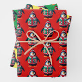 Weihnachts-Sweater-Pinguin Geschenkpapier Set (Beispiel)