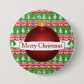 Weihnachts-Sweater Print & Red Ornament Button (Vorderseite)