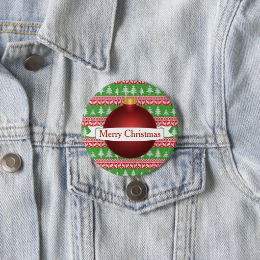 Weihnachts-Sweater Print & Red Ornament Button (Beispiel)