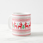 Weihnachts-Sweater Rentier Xmas Bäume Strick Muste Kaffeetasse (Vorderseite Links)