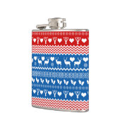 Weihnachts-Sweater-Rentierfisch, Schneeflocken und Flachmann (Links)