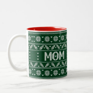 Weihnachts-Sweater-Strick-Muster — Mama Zweifarbige Tasse