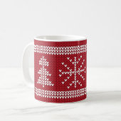 Weihnachts Sweater Strick Muster Roter Tree Schnee Kaffeetasse (Vorderseite Links)