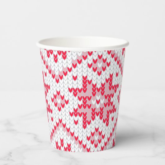 Weihnachts Sweater Strick Red Snowflake Pappbecher (Rückseite)