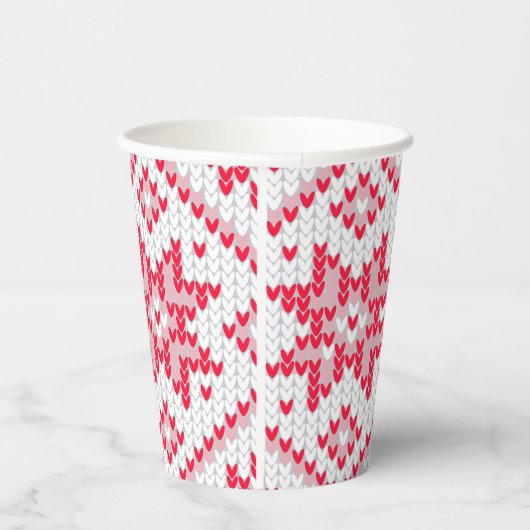 Weihnachts Sweater Strick Red Snowflake Pappbecher (Rechts)