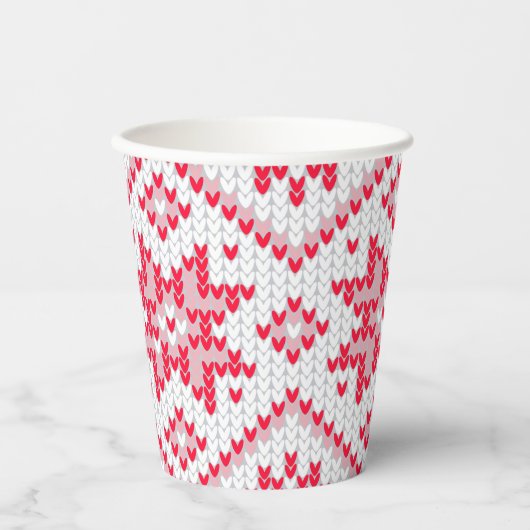 Weihnachts Sweater Strick Red Snowflake Pappbecher (Vorderseite)