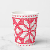 Weihnachts Sweater Strick Red Snowflake Pappbecher (Rückseite)