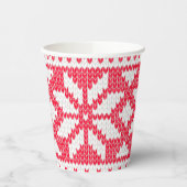 Weihnachts Sweater Strick Red Snowflake Pappbecher (Links)