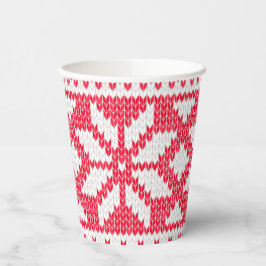 Weihnachts Sweater Strick Red Snowflake Pappbecher
