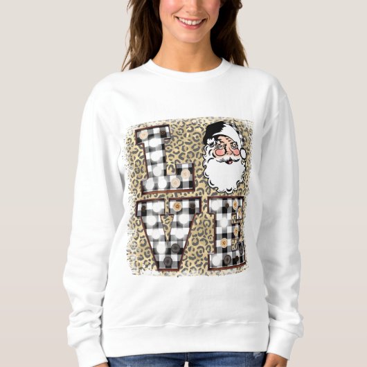 Weihnachts Sweatshirt! Buffalo Kariert Leopard Pr Sweatshirt (Vorderseite)