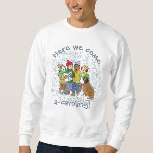 Weihnachts-Sweatshirt mit Kindern und St.Bernard Sweatshirt (Vorderseite)