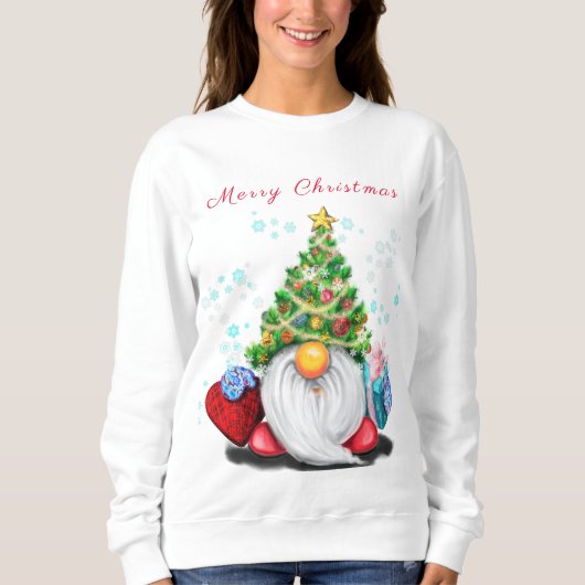 Weihnachts Sweatshirt Niedlich Gnome mit Geschenke (Vorderseite)