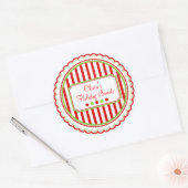Weihnachts-Sweet Stripes Weihnachtskleber Runder Aufkleber (Umschlag)