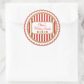 Weihnachts-Sweet Stripes Weihnachtskleber Runder Aufkleber (Tasche)