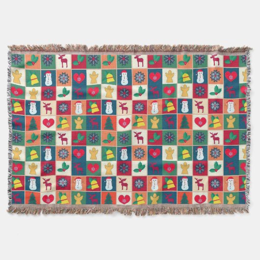 Weihnachts-Symbol-Muster Xmas Decke (Vorderseite)