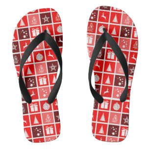 Weihnachts-Symbol rote Quadrate Feiertags-Kunst Kl Badesandalen