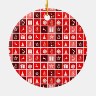 Weihnachts-Symbol rote Quadrate Feiertags-Kunst Kl Keramik Ornament