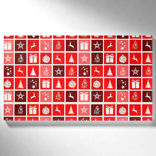 Weihnachts-Symbol rote Quadrate Urlaubskunst Klass Namenschild