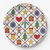 Weihnachts-Symbol Rotes grünes Party Pappteller (Vorderseite)