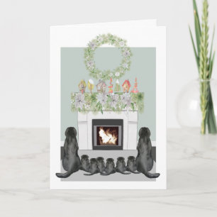 Weihnachts-Szene mit schwarzem Labrador Retriever Feiertagskarte